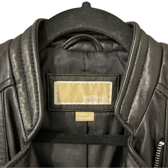 MICHAEL Michael Kors Women’s Black 100% Leather Moto Jacket Size Small - Picture 2 of 9